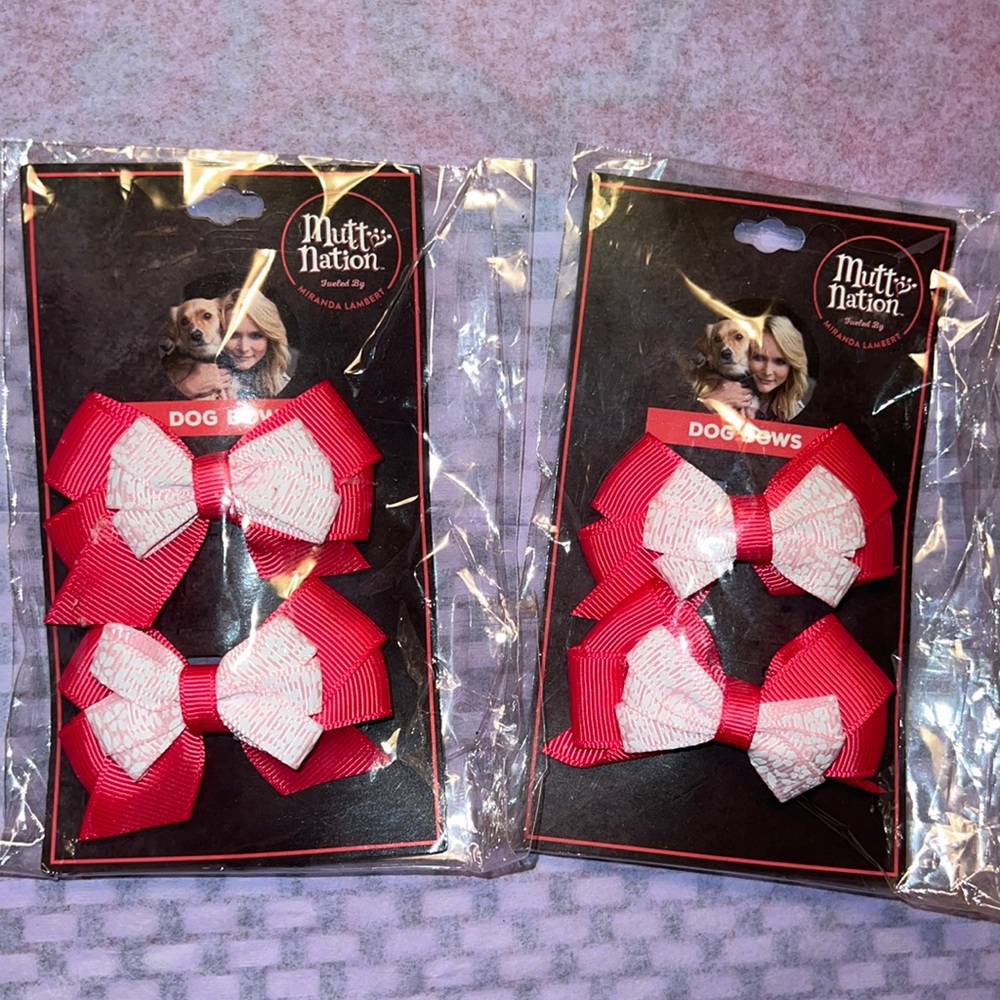 2 Set a pink dog bows by mutt nation